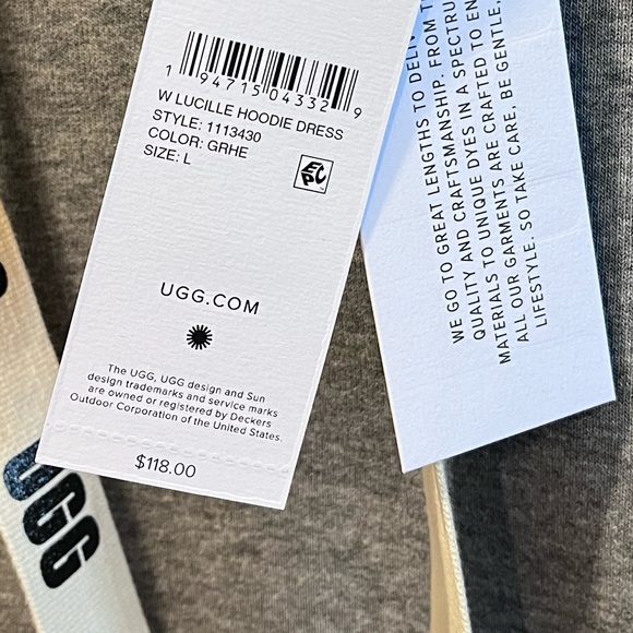 UGG NWT AUTHENTIC ‘W LUCILLE’ LONG SLEEVES WITH POCKETS HOODIE SOFT DRESS - Picture 16 of 17